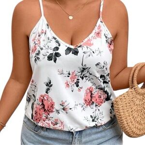 SHEIN Frenchy Summer Back V-Neck floral Print Bow Tie Lace-Up Plus Size Boho